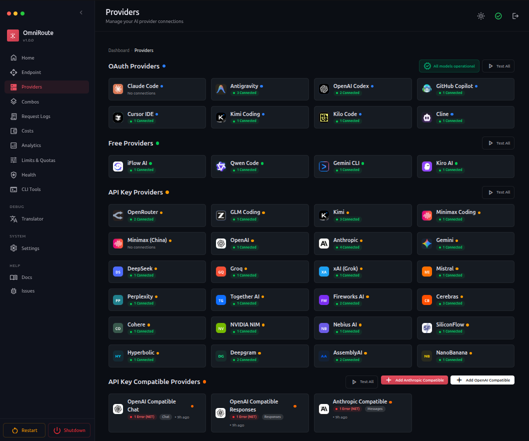 OmniRoute Dashboard